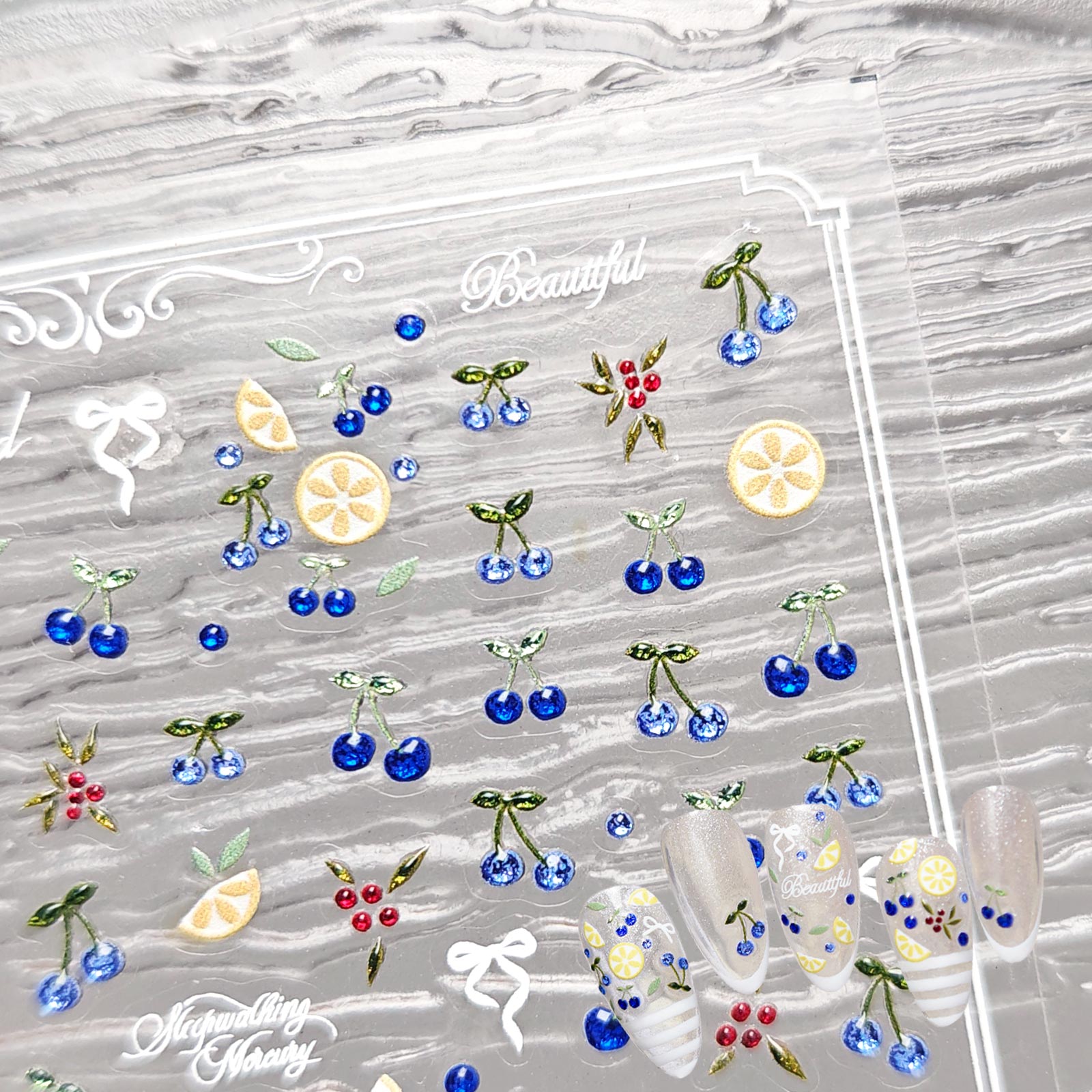 Gilding Nail Sticker - Tiny Blueberry & Lemon