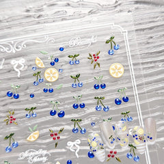 Gilding Nail Sticker - Tiny Blueberry & Lemon