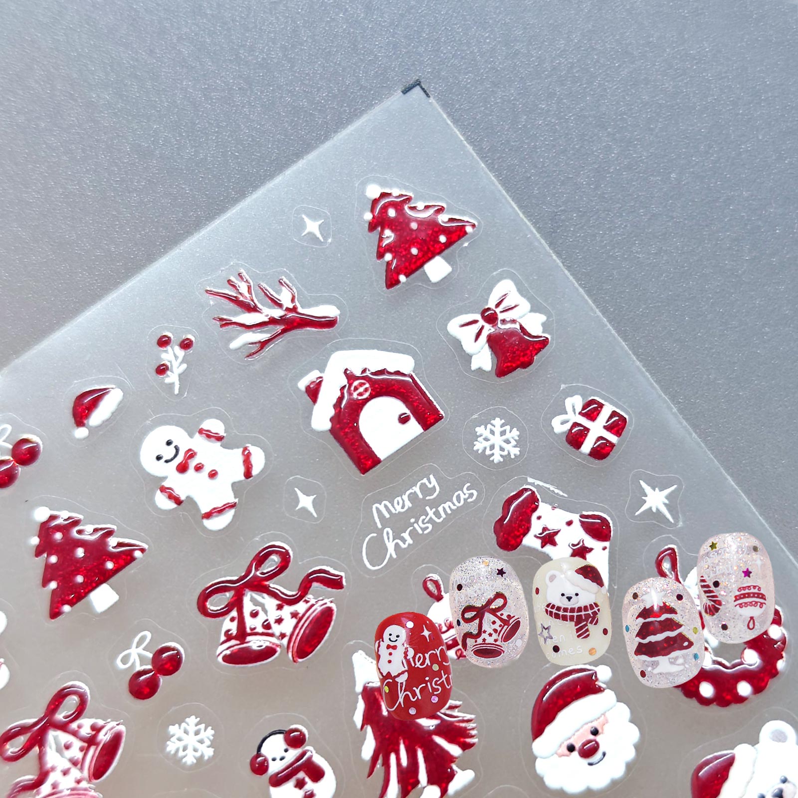 Gilding Nail Sticker - Red & White Christmas