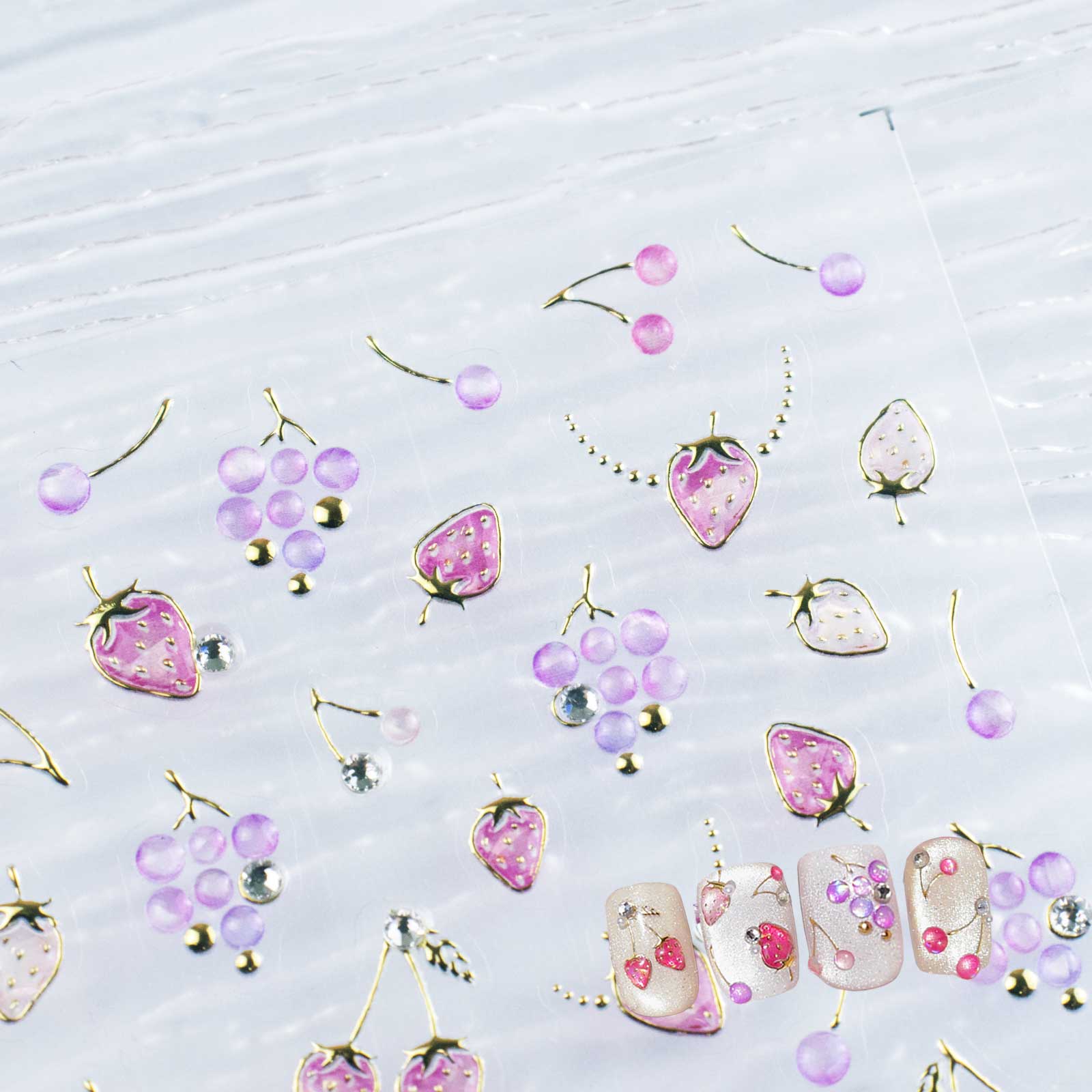 Rhinestone Nail Sticker - Vintage Strawberry & Grape