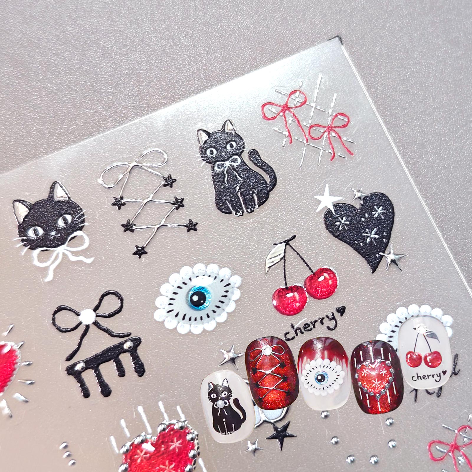 Jelly Nail Sticker - Sweet Black & White
