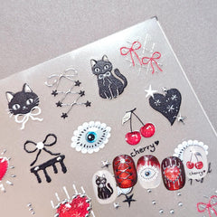 Jelly Nail Sticker - Sweet Black & White