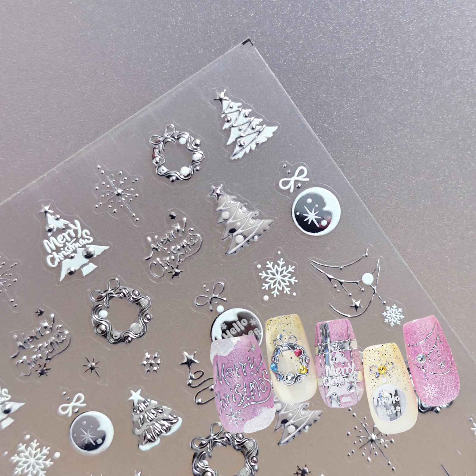 Chrome Nail Sticker - Silver Holiday