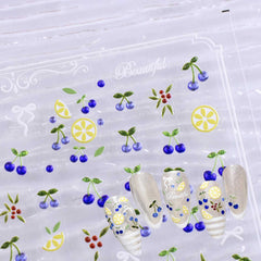 Gilding Nail Sticker - Tiny Blueberry & Lemon