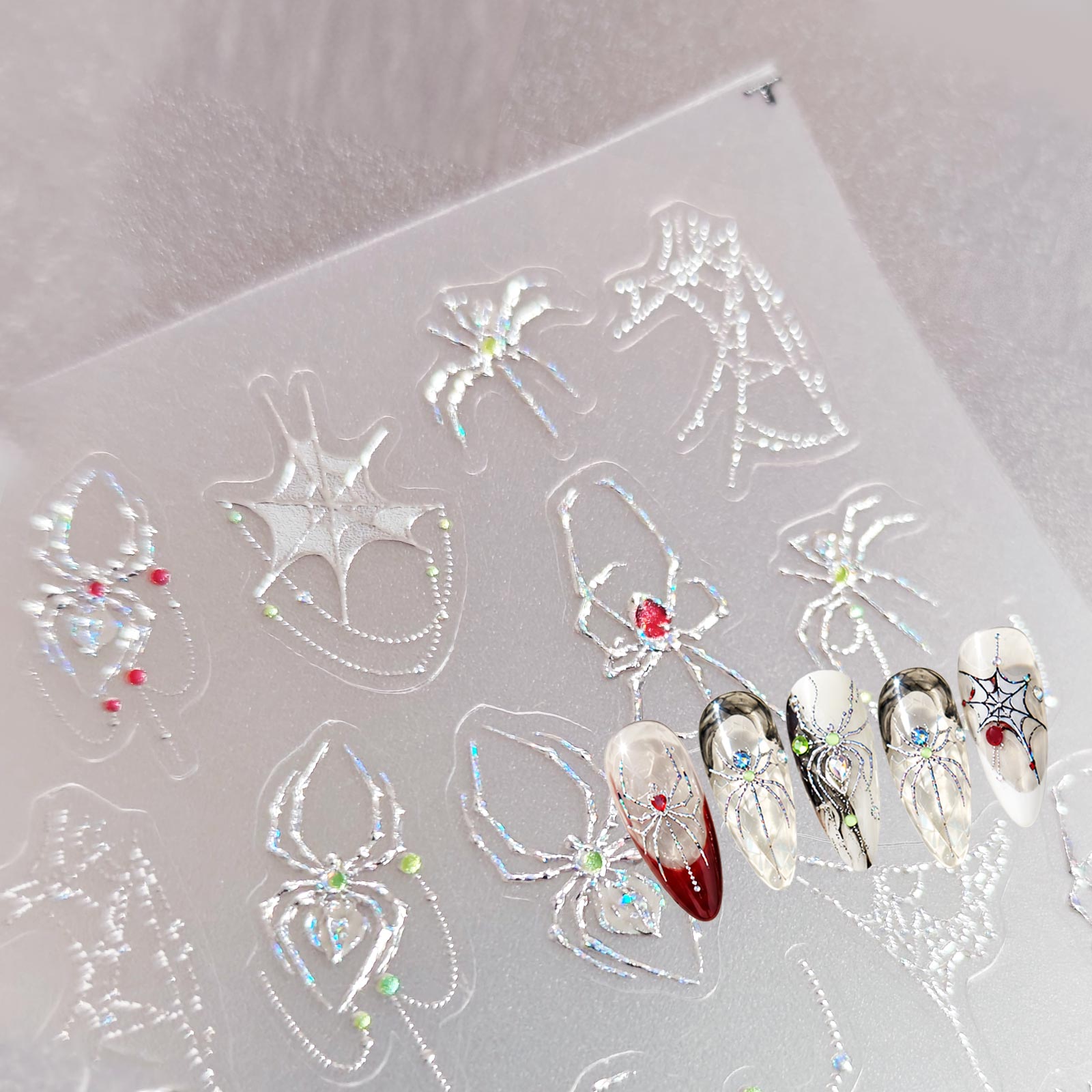 Chrome Nail Sticker - Spider Web Glam