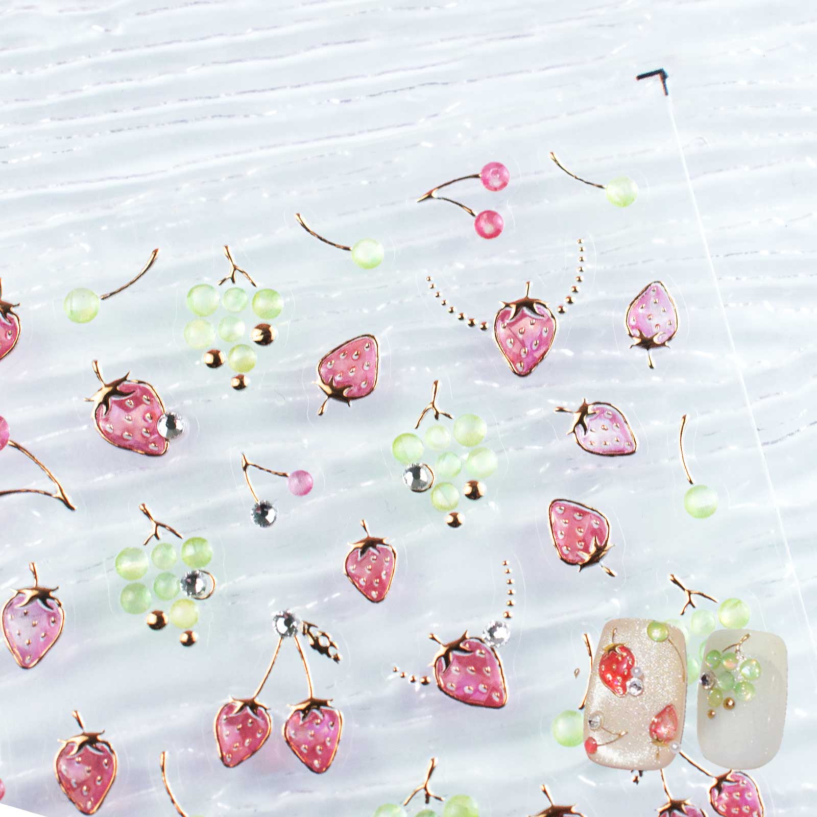 Rhinestone Nail Sticker - Vintage Strawberry & Grape
