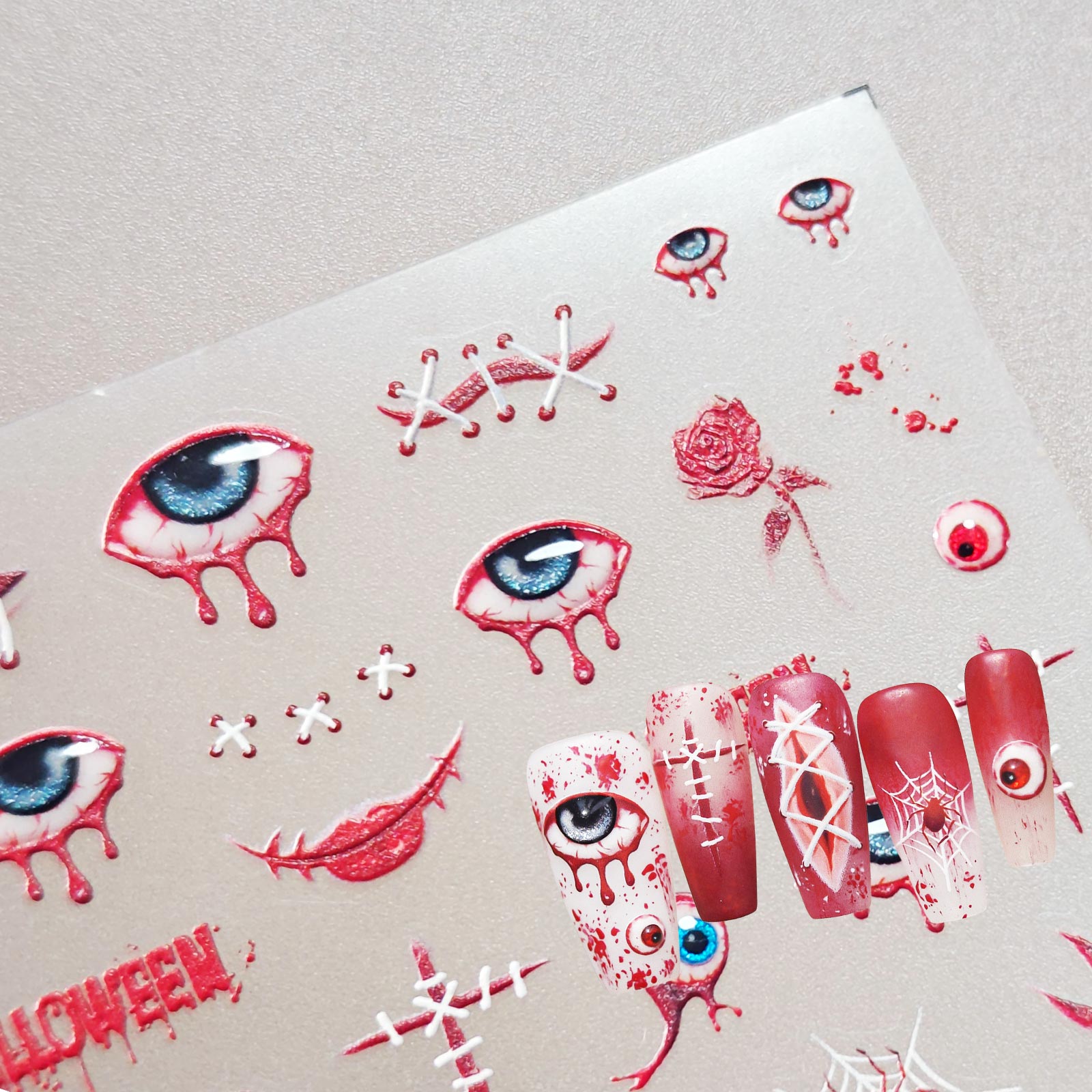 Gilding Nail Sticker - Bloody Horror & Eyeball