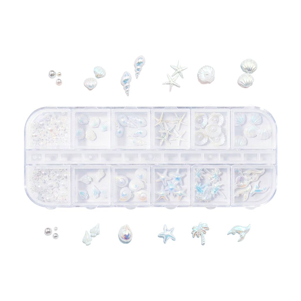 3D Beach Ocean Nail Charms - 12 Grids
