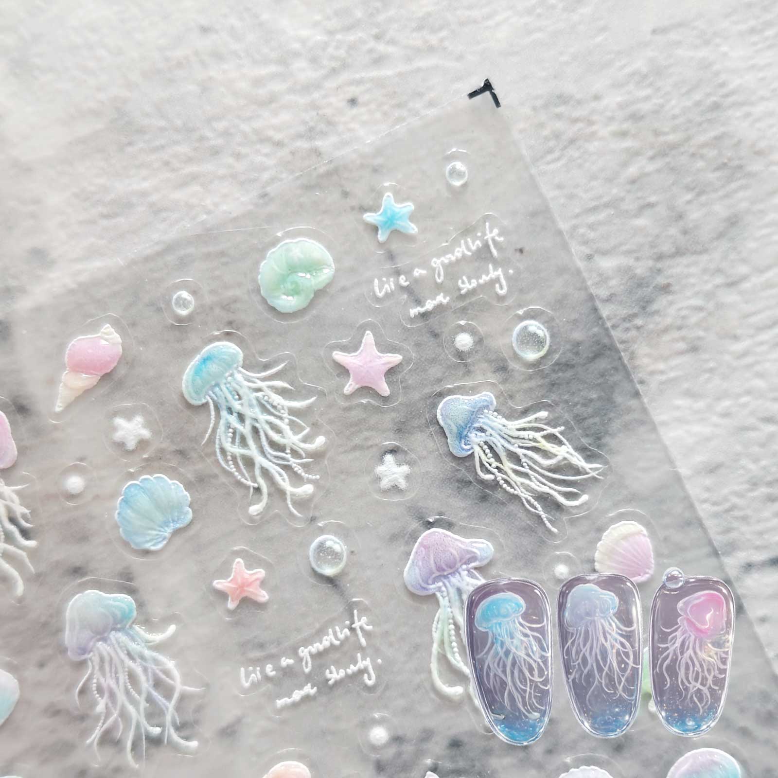 Jelly Nail Sticker - Iridescent jellyfish