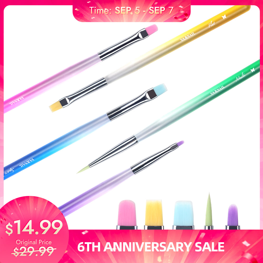 【🎉6th Anniversary Sale】 50% OFF - Rainbow Nail Art Brush Set
