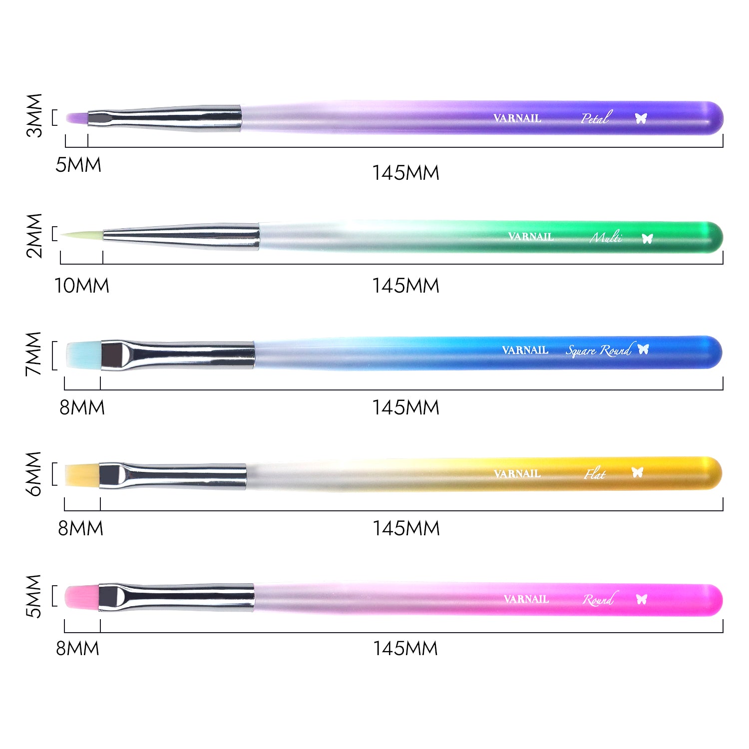 Rainbow Nail Art Brush Set