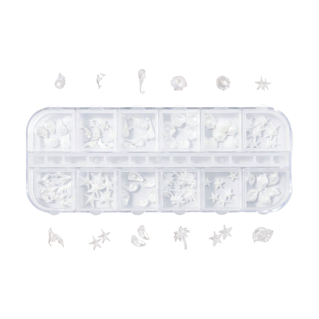 3D Beach Ocean Nail Charms - 12 Grids