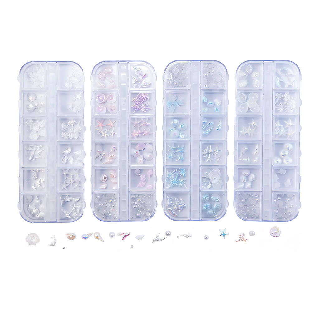 3D Beach Ocean Nail Charms - 12 Grids