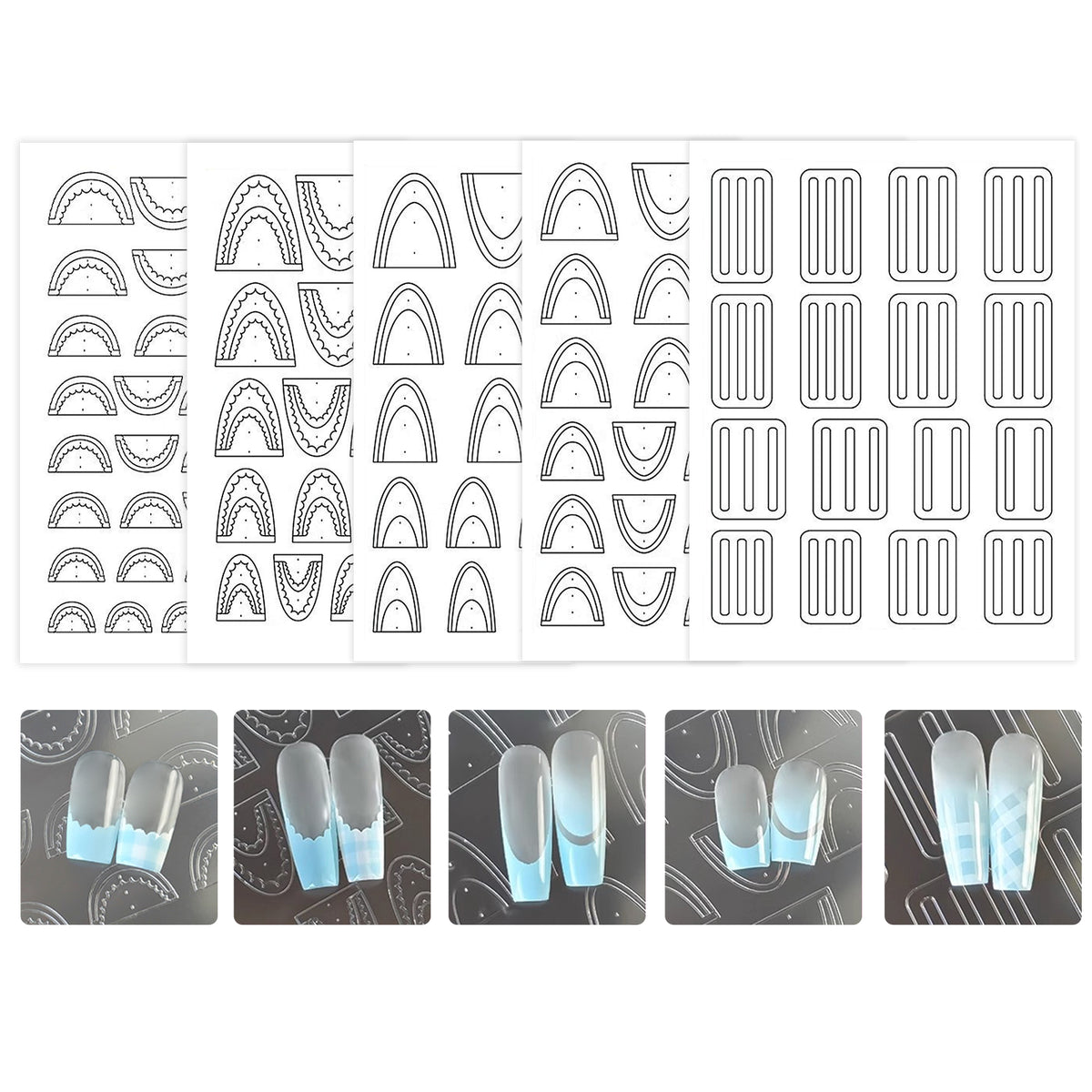 Hollow French Nail Stencil Sticker