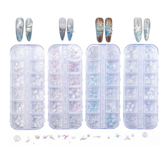 3D Beach Ocean Nail Charms - 12 Grids