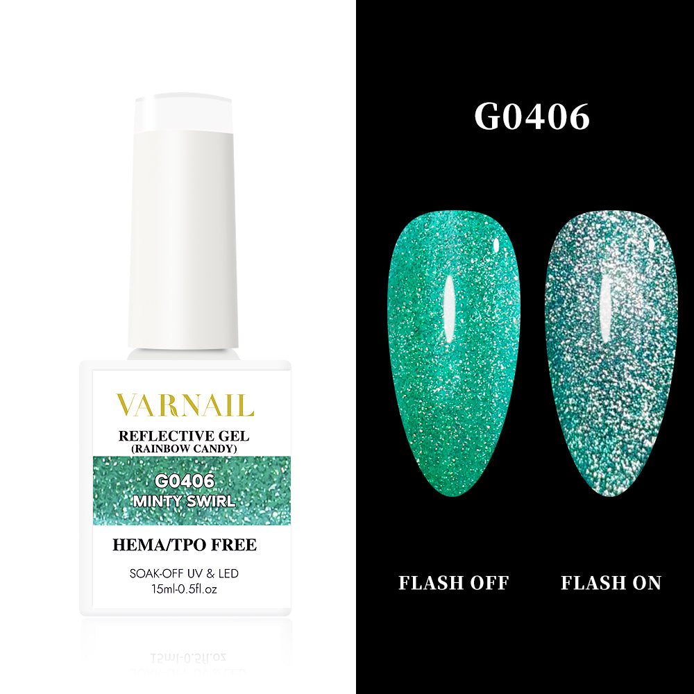 Hema-Free Rainbow Candy Reflective Gel - G0406 Minty Swirl