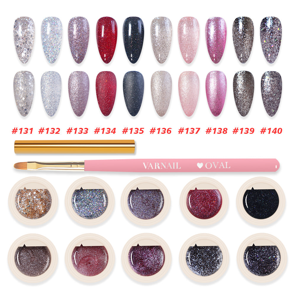 [US ONLY] Solid Gel Polish 10 Colors Set - Galaxy Holo