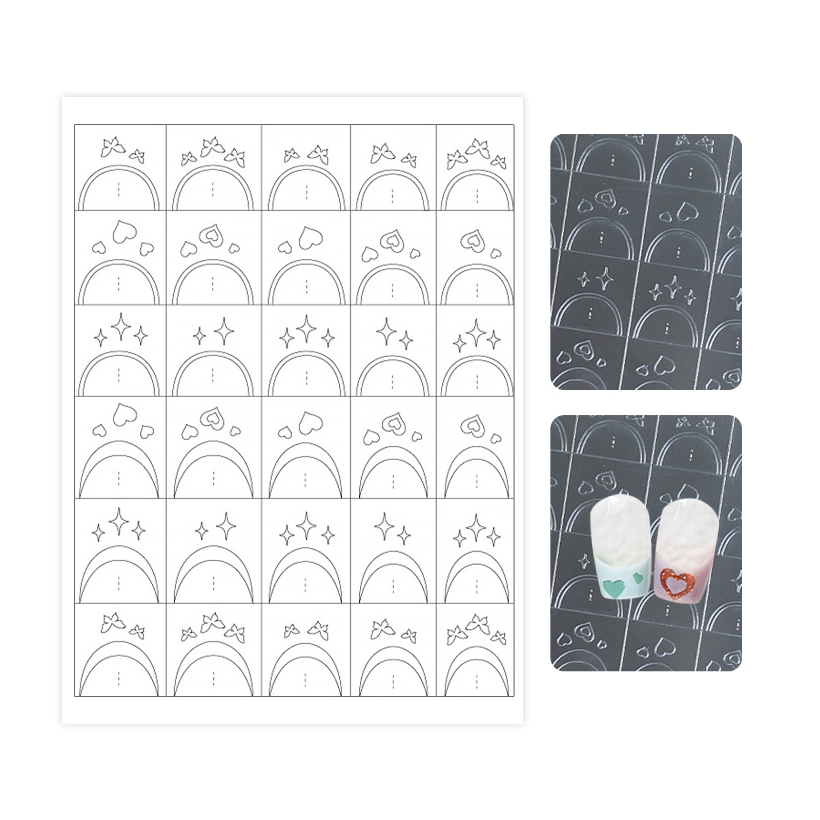 Hollow Nail Stencil Sticker - Faith & Celestial & Cross Heart French