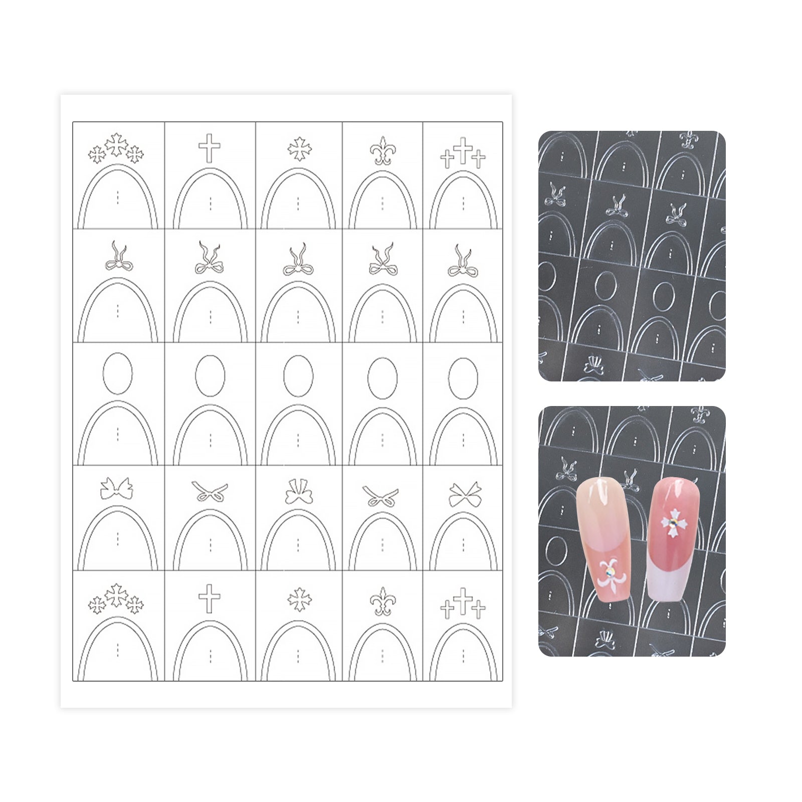 Hollow Nail Stencil Sticker - Faith & Celestial & Cross Heart French