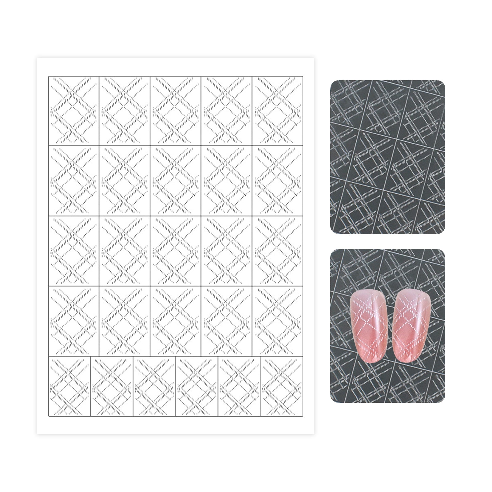 Hollow Nail Stencil Sticker - Classic Plaid & Argyle