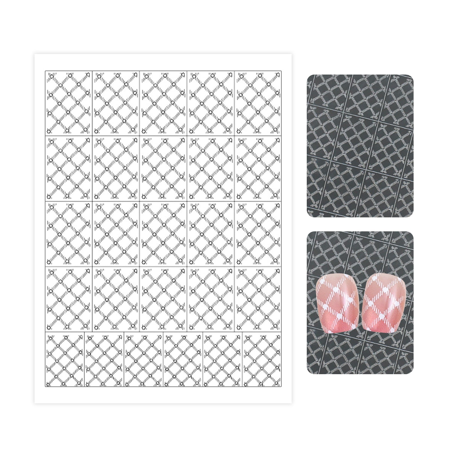 Hollow Nail Stencil Sticker - Classic Plaid & Argyle