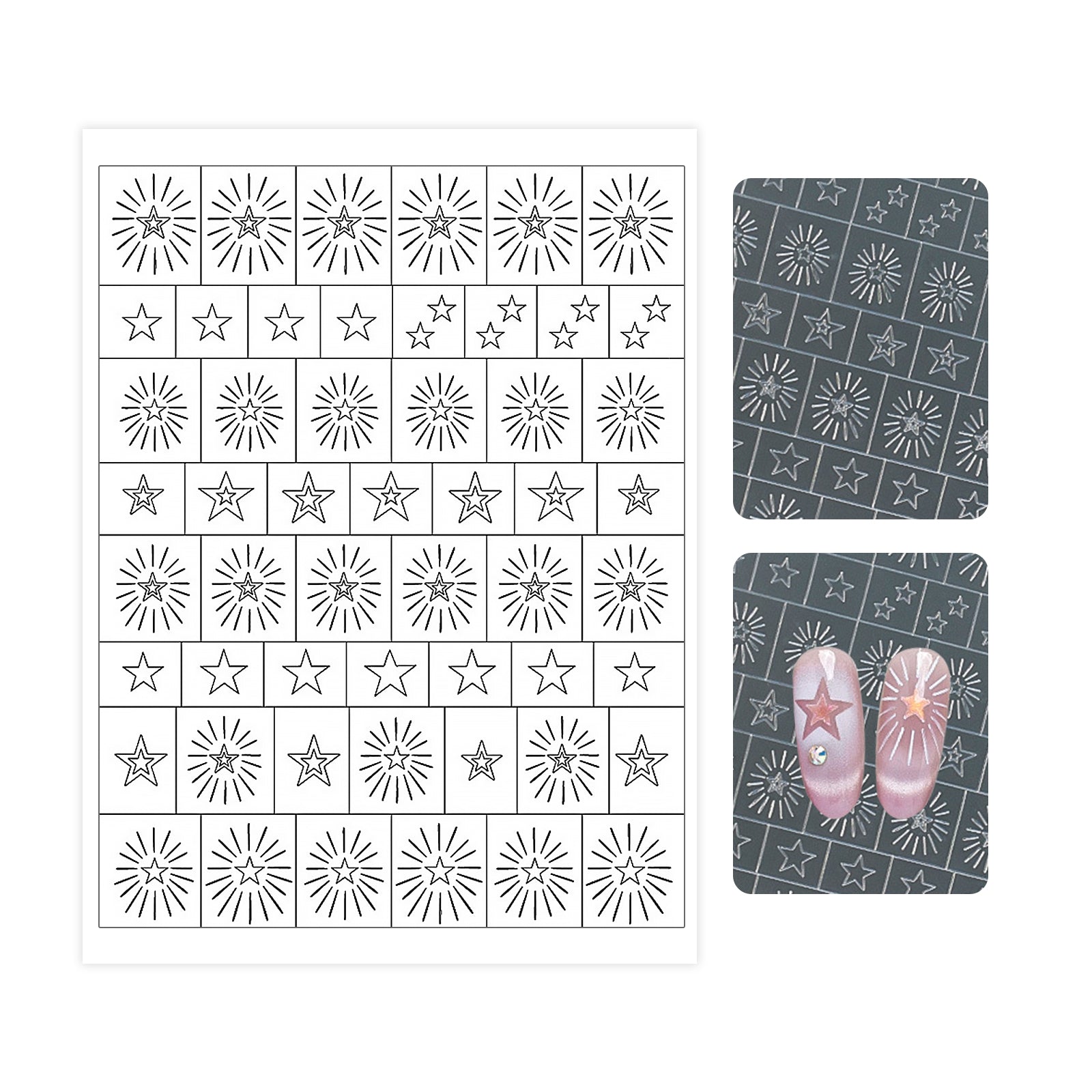 Hollow Nail Stencil Sticker - Faith & Celestial & Cross Heart French