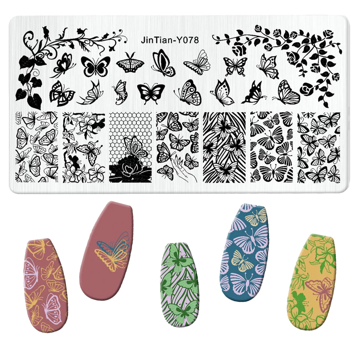 Nail Stamping Plates - Rose & Butterfly