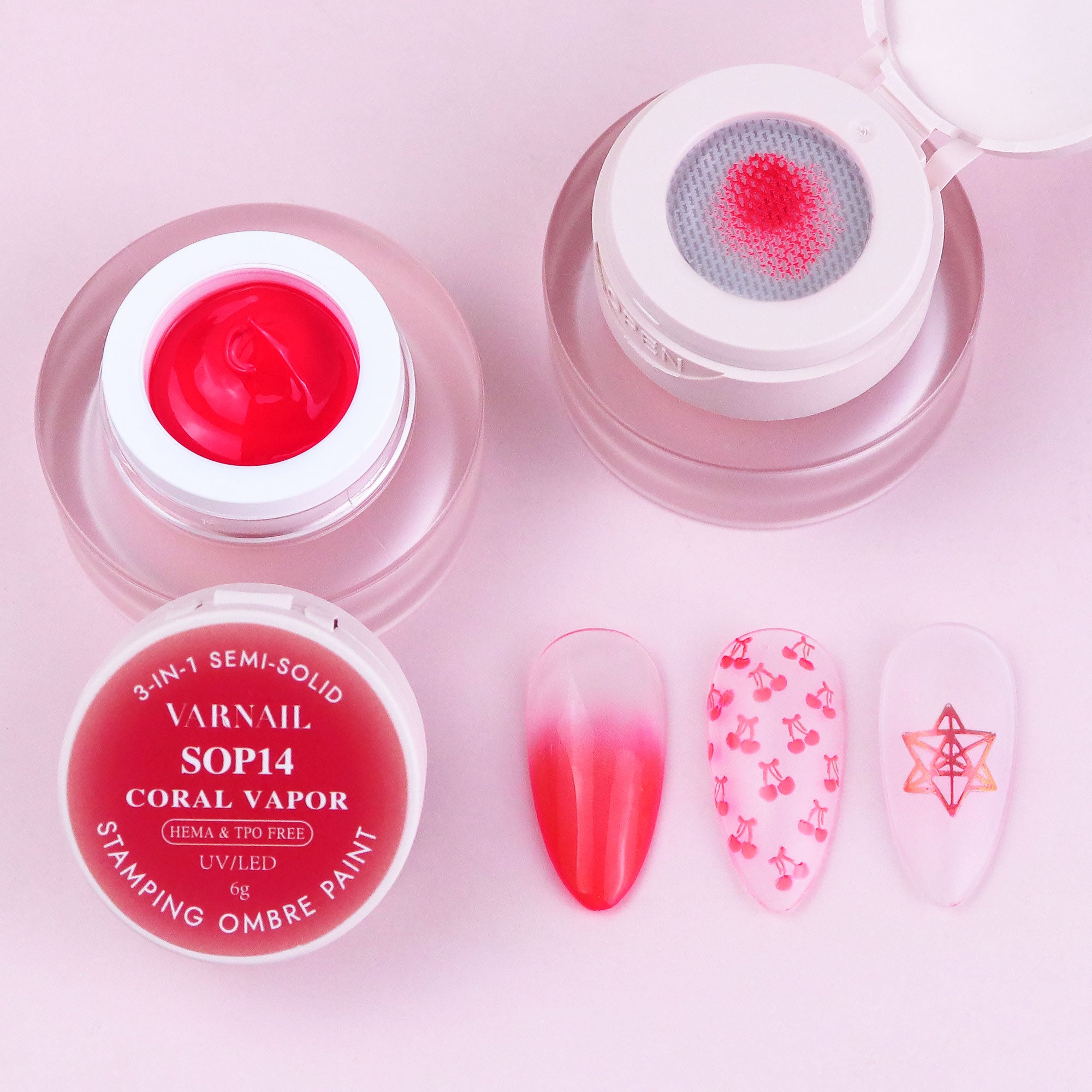 3-in-1 Stamping Ombre Paint Gel (Hema-Free) - SOP14 Coral Vapor