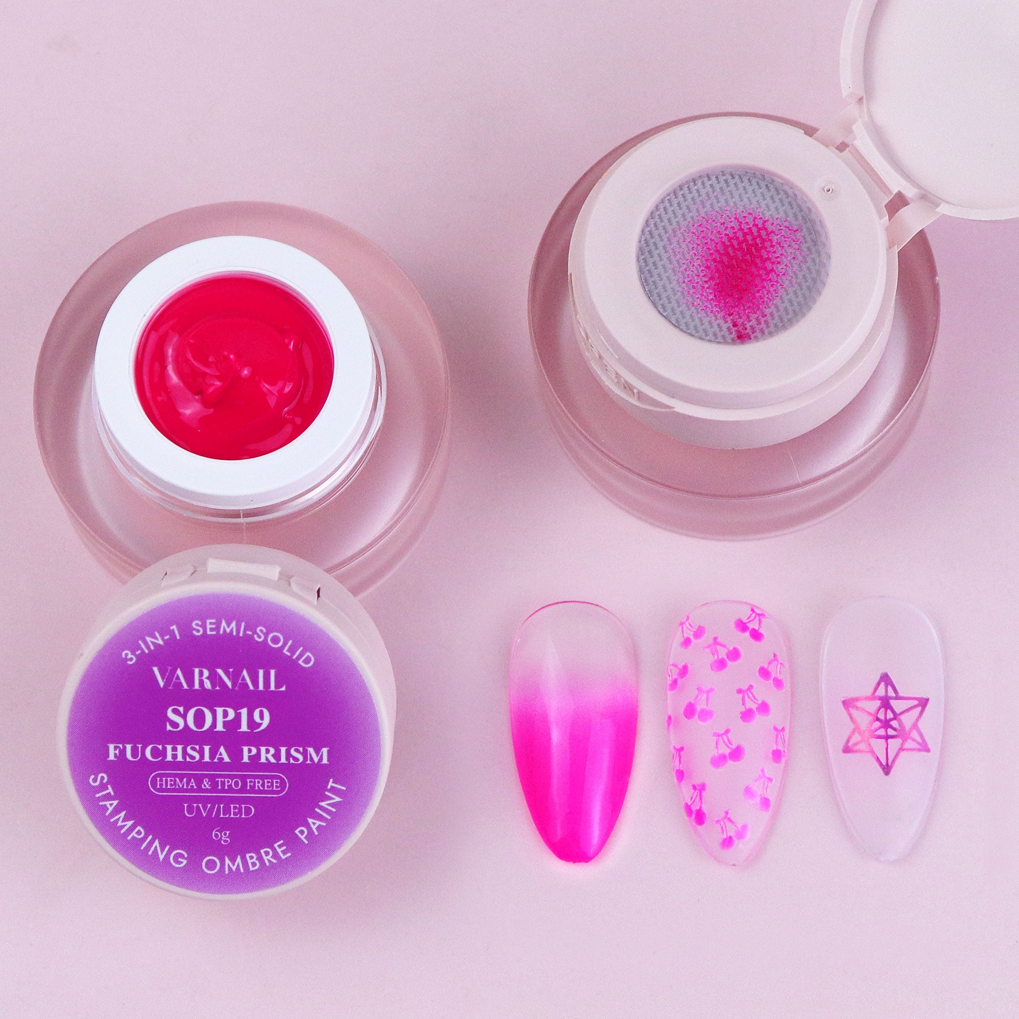 3-in-1 Stamping Ombre Paint Gel (Hema-Free) - SOP19 Fuchsia Prism