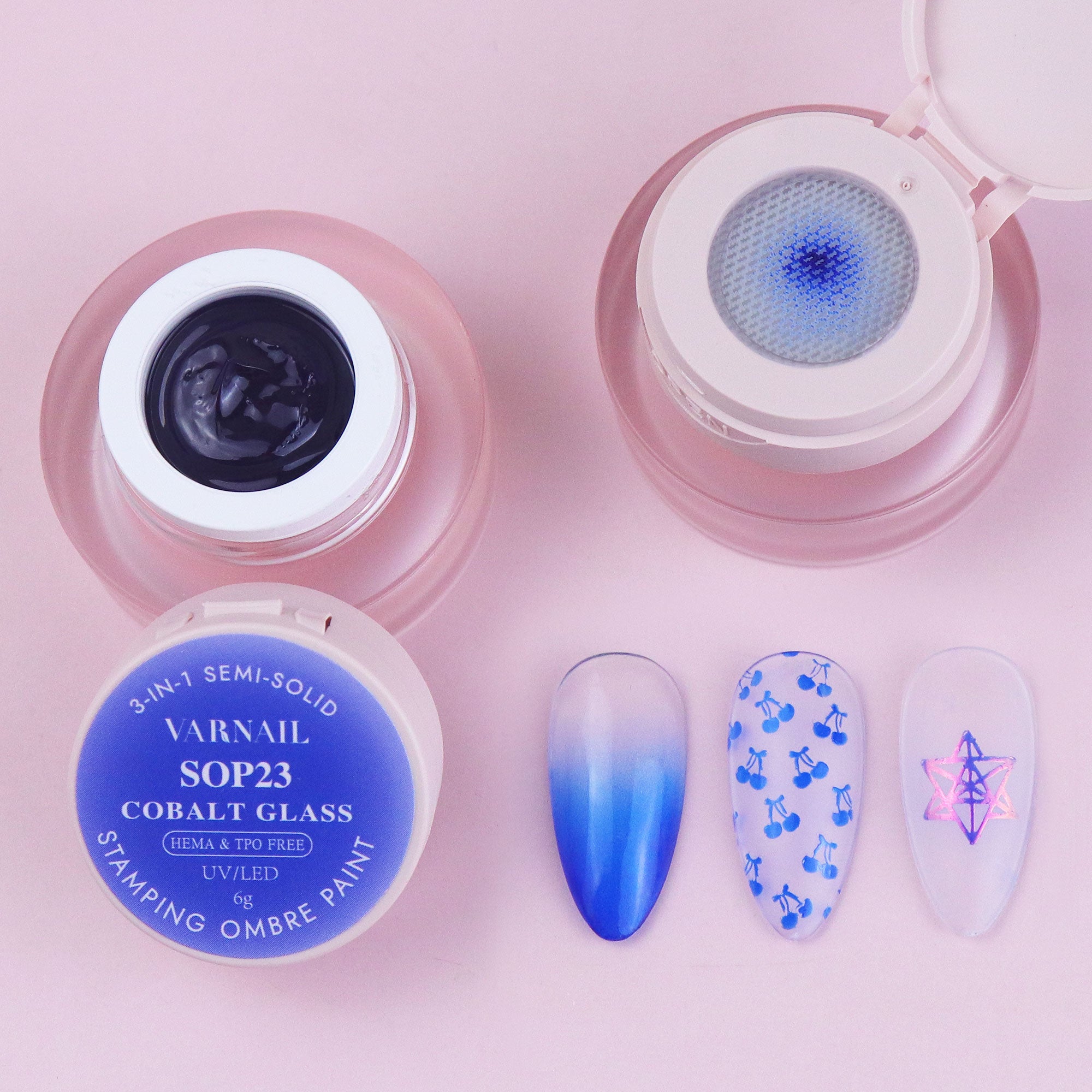 3-in-1 Stamping Ombre Paint Gel (Hema-Free) - SOP23 Cobalt Glass