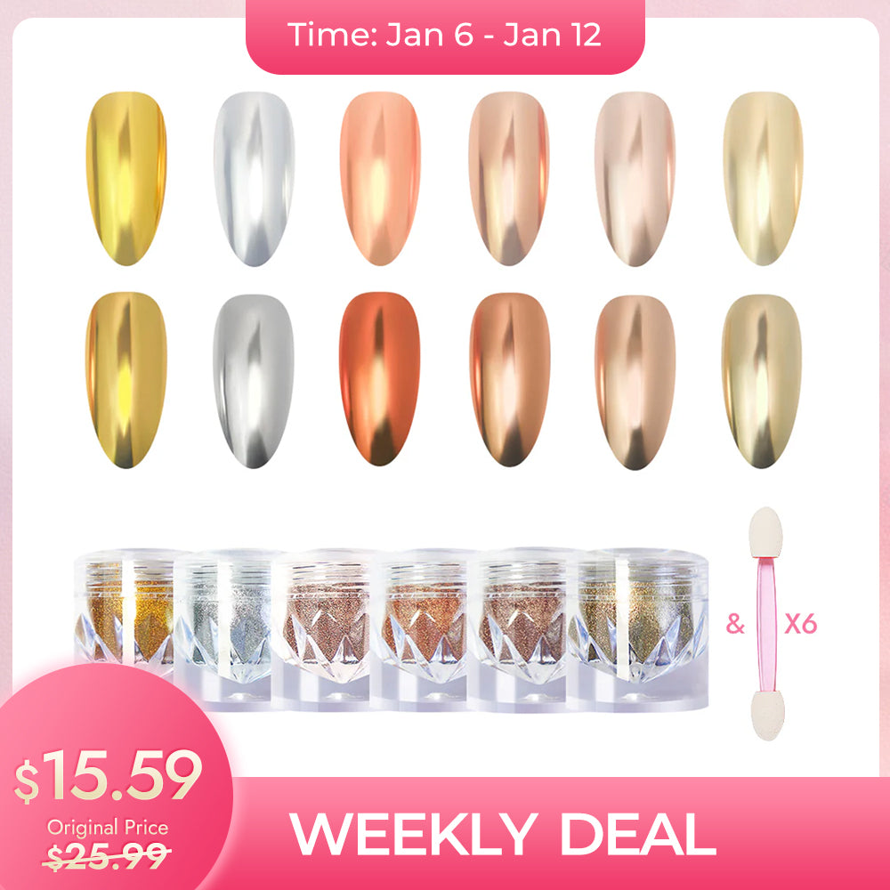 Weekly Deal : 40% OFF⚡️6 Colors Mirror Metallic Chrome Powder Set - Classic