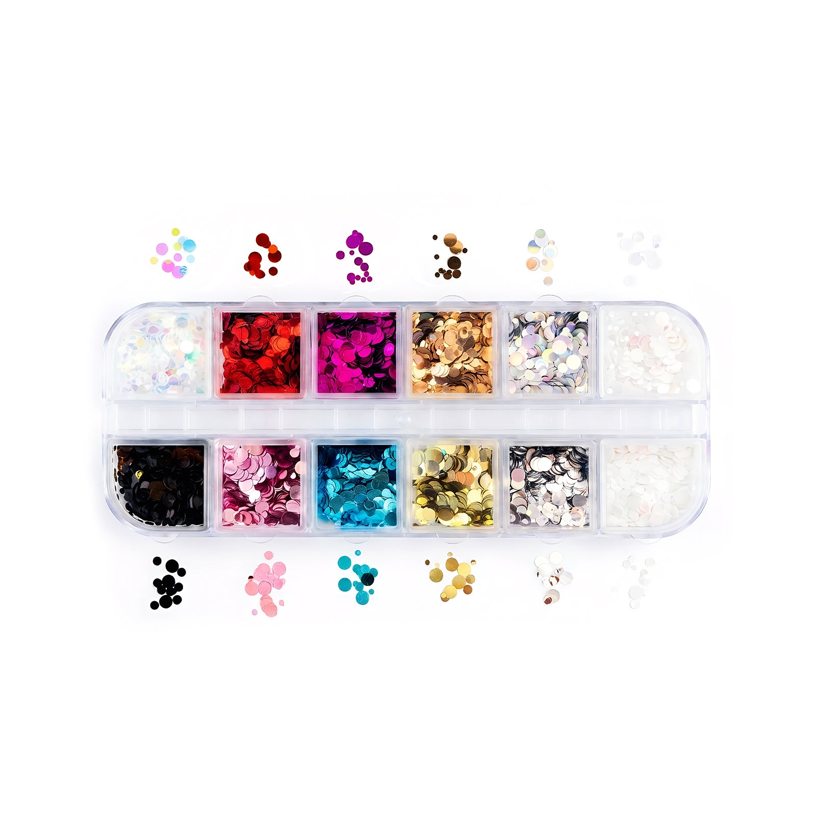 Colorful Metallic Round Sequins - 12 Grids