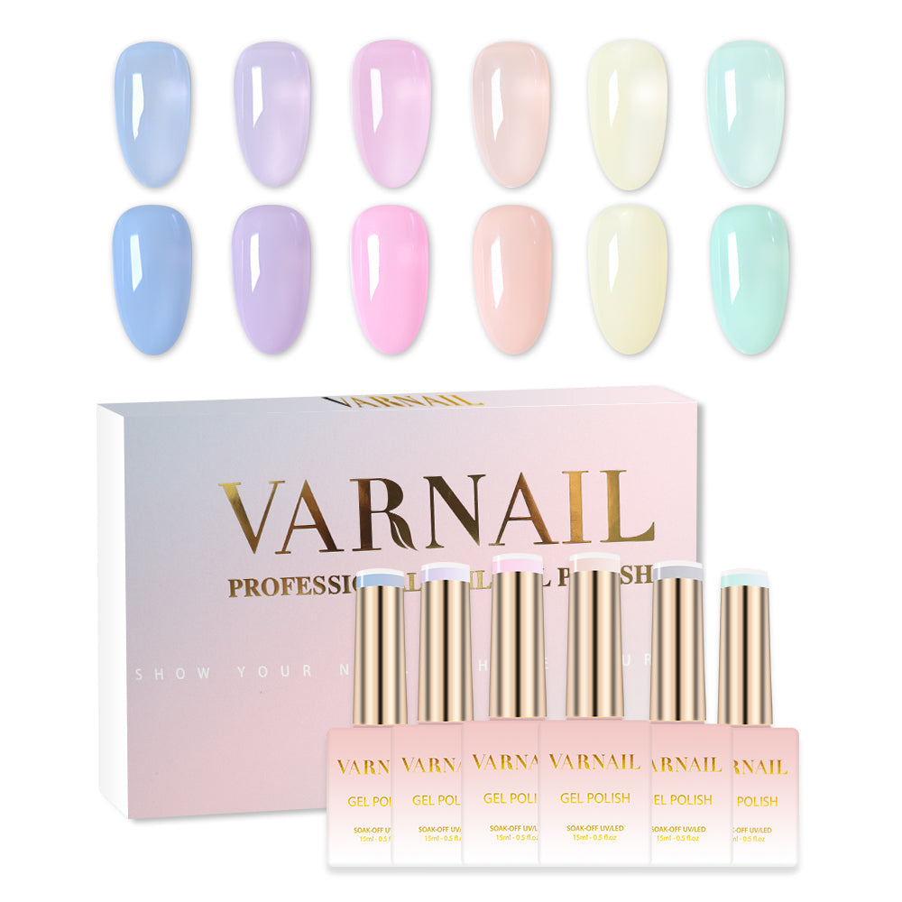 6 Colors Jelly Gel Polish Set - S16 Pastel Sugar