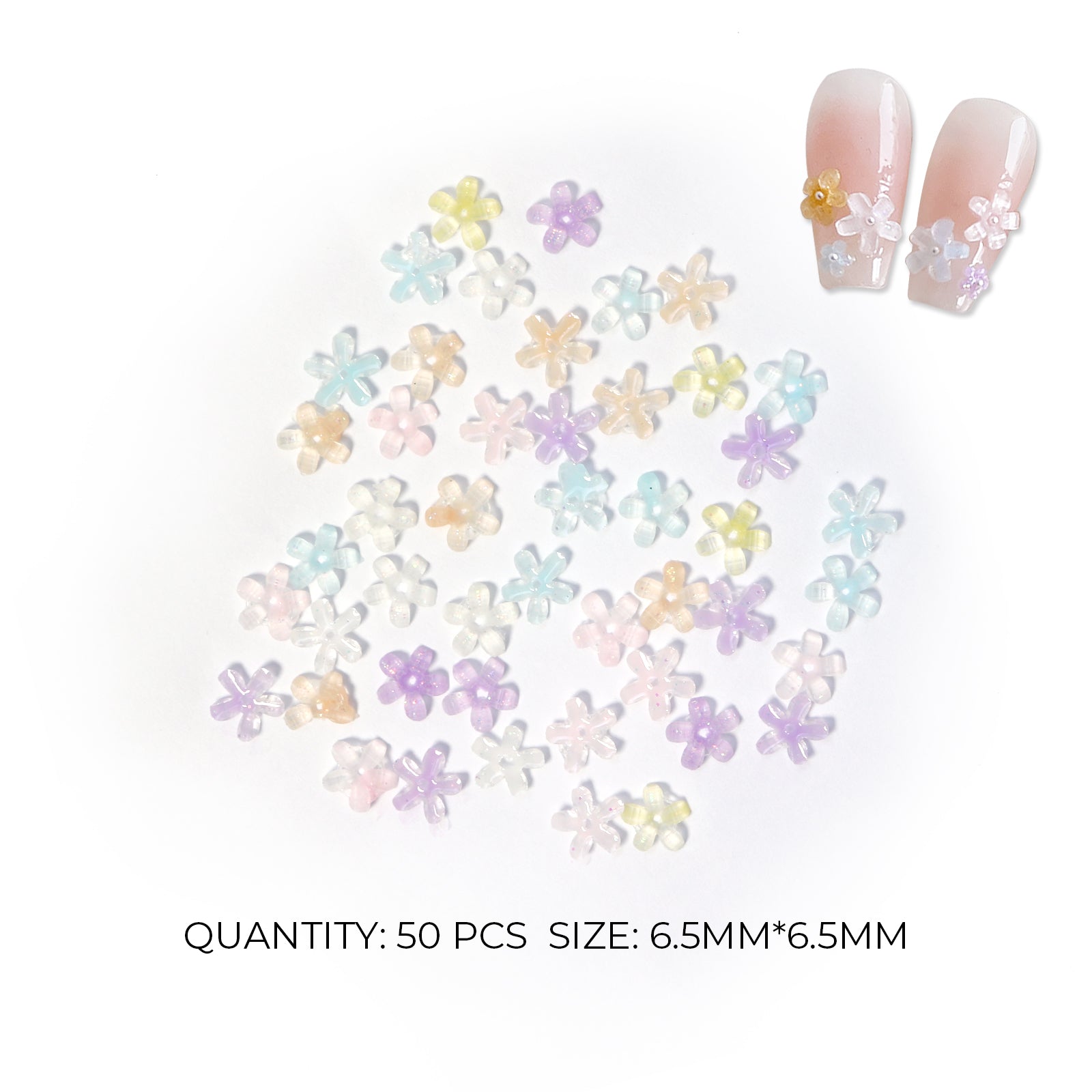 3D Icy Flower Nail Design Charms
