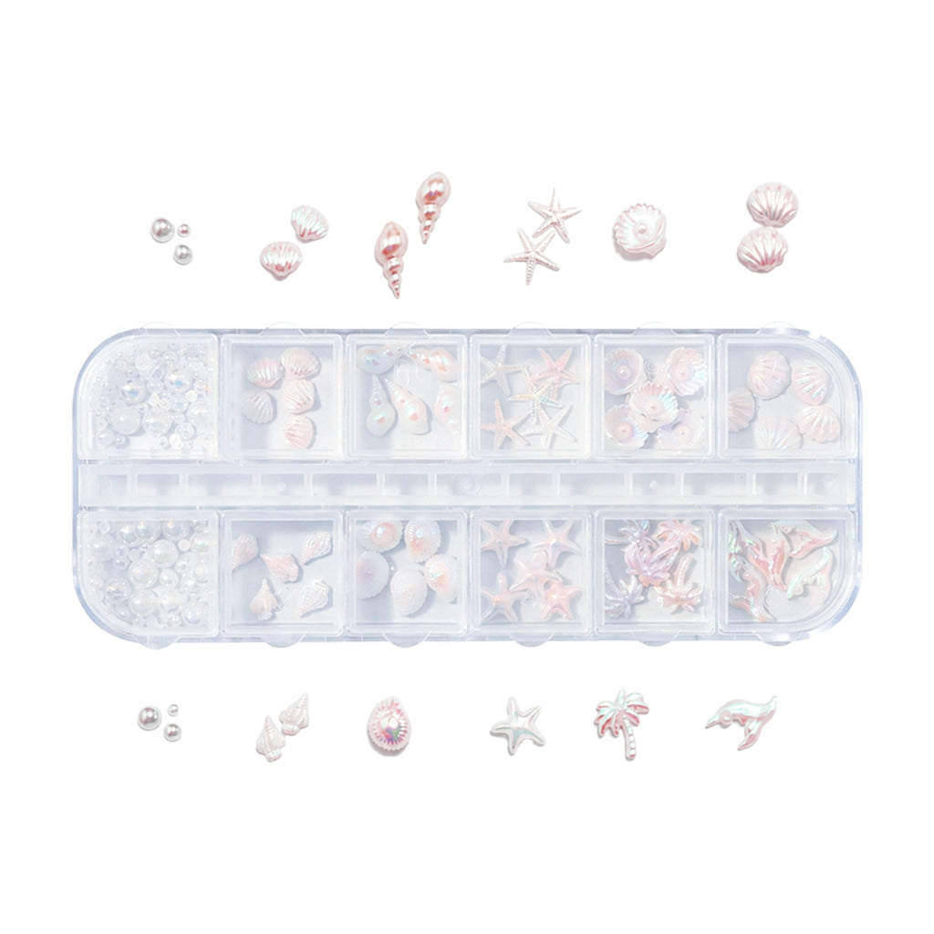 3D Beach Ocean Nail Charms - 12 Grids