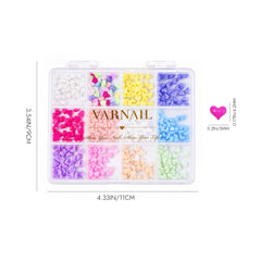 Heart Nail Charms with 12 Grids Storage Box
