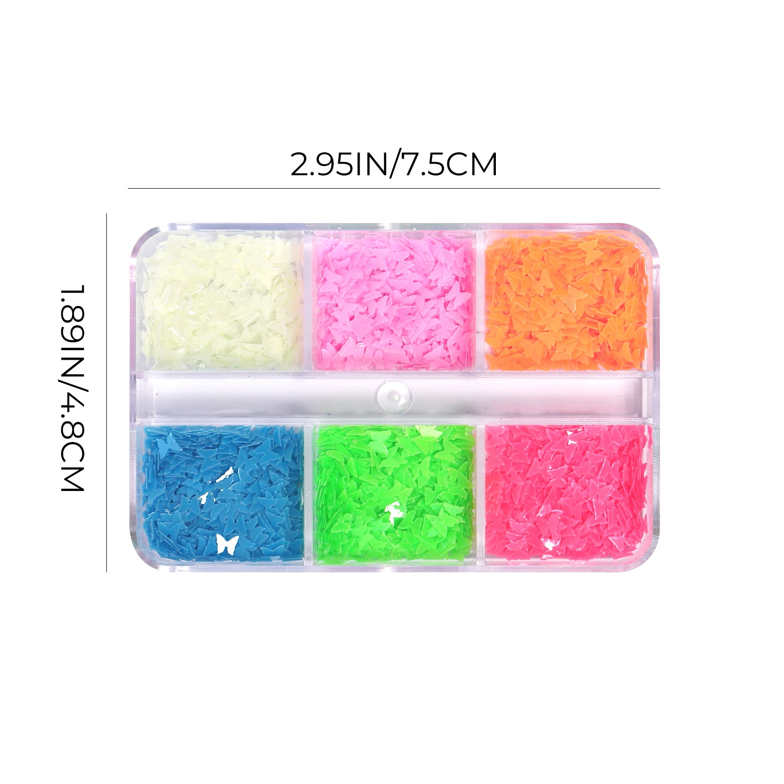 Glow In Dark Nail Neon Butterfly Sequins - 6 Grids