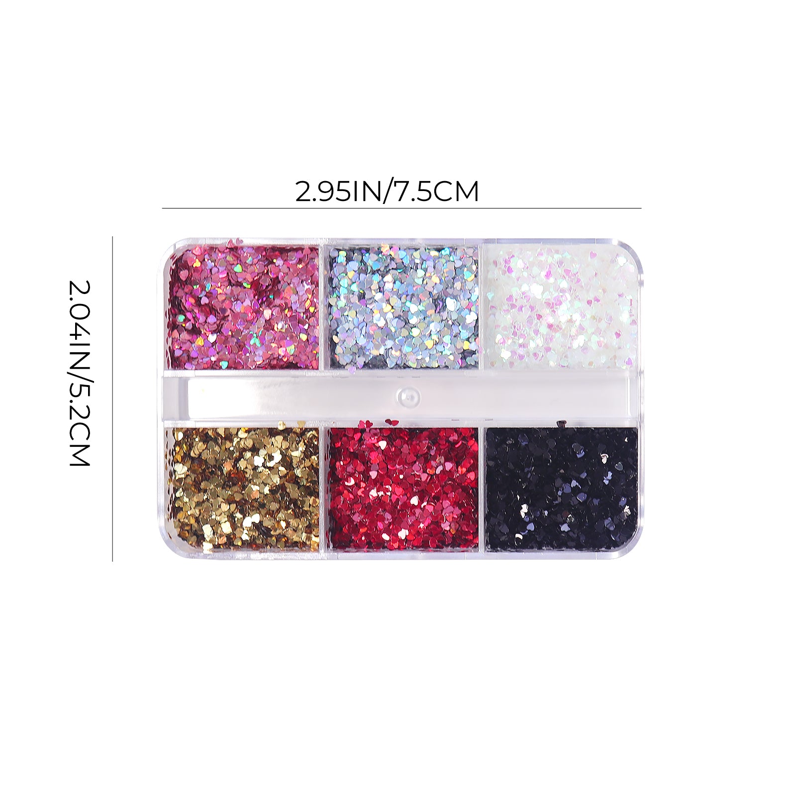 Mini Heart Nail Glitters - 6 Grids