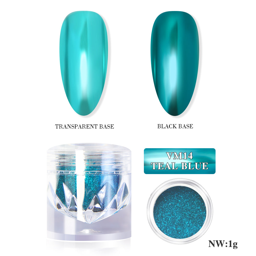 Mirror Metallic Nail Chrome Powder - VM14 Teal Blue