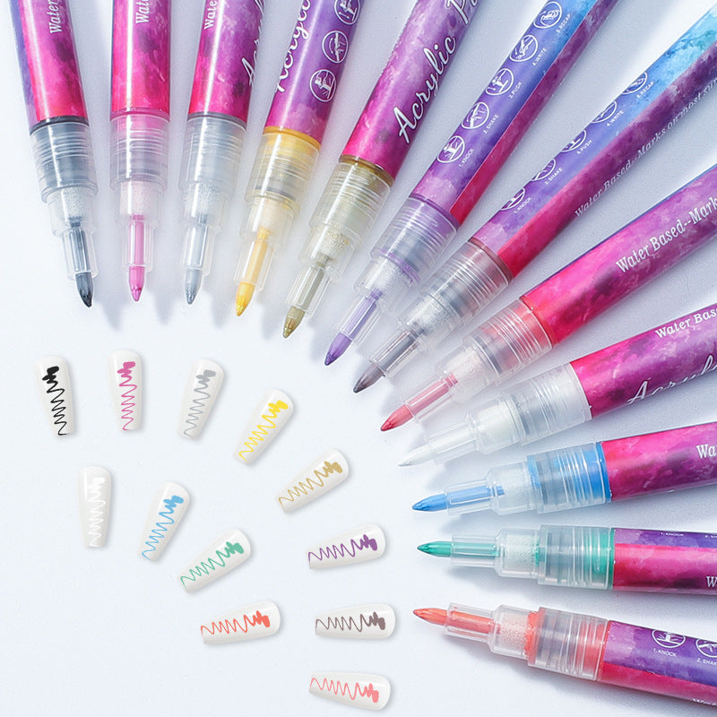 10 Nail Art Pens Nail Graffiti Pen Waterproof Nail Polish Pen