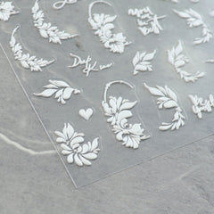 5D Nail Sticker - White Garden