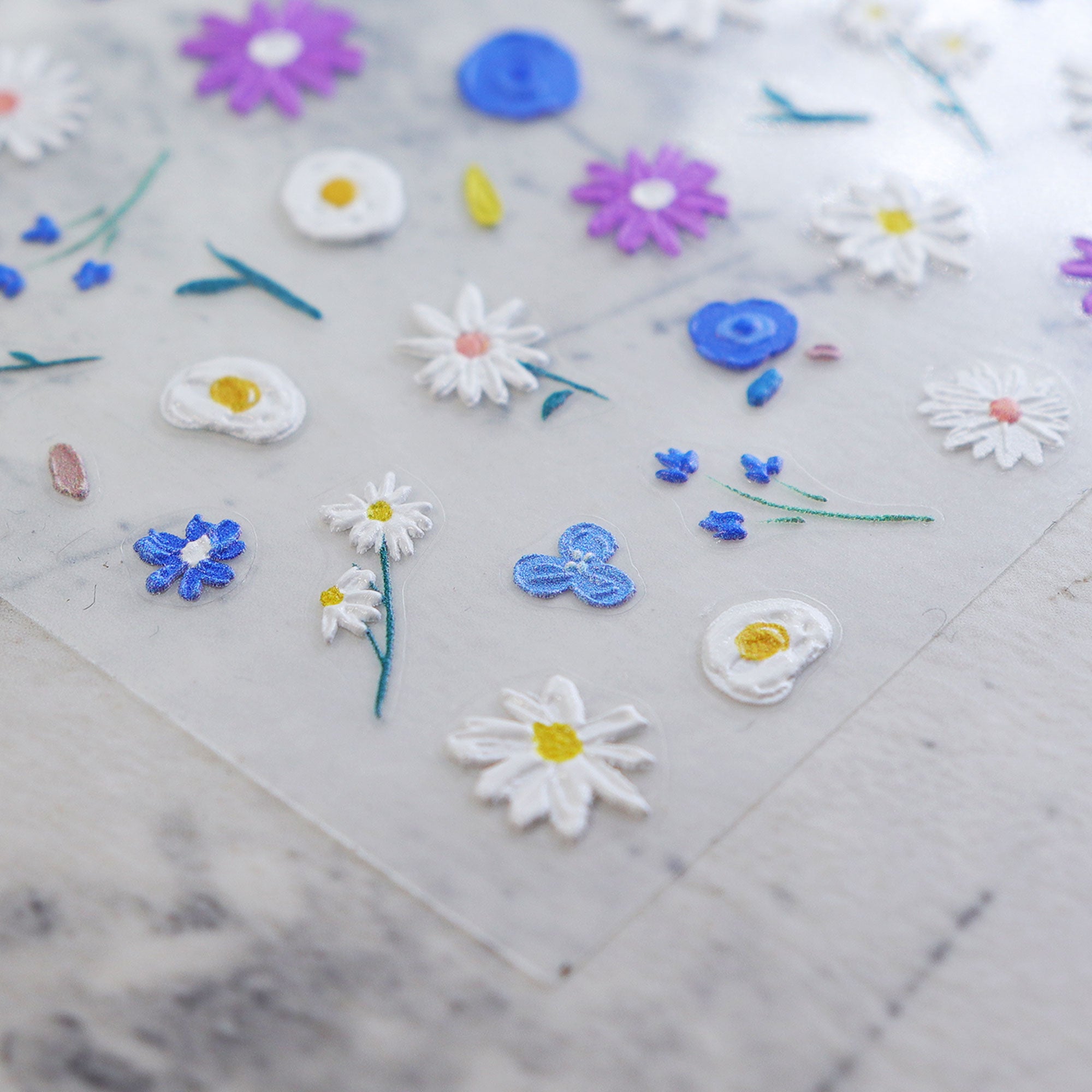5D Nail Sticker - Blue Wildflowers