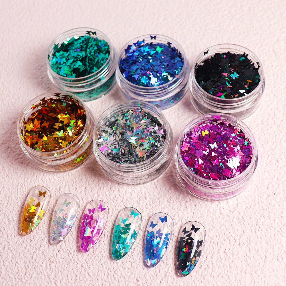 Holographic Butterfly Nail Art Glitter Set