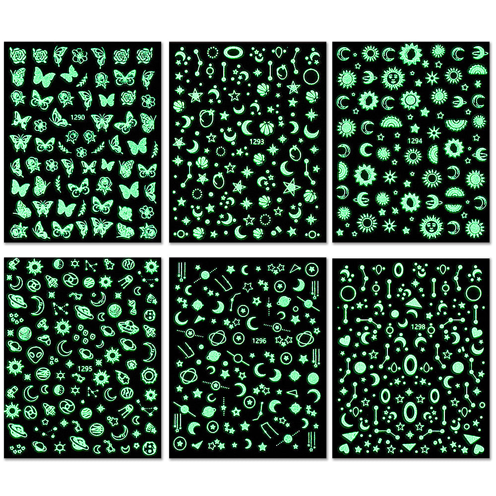 Nail Stickers - Glow in the Dark Star Moon & Butterfly