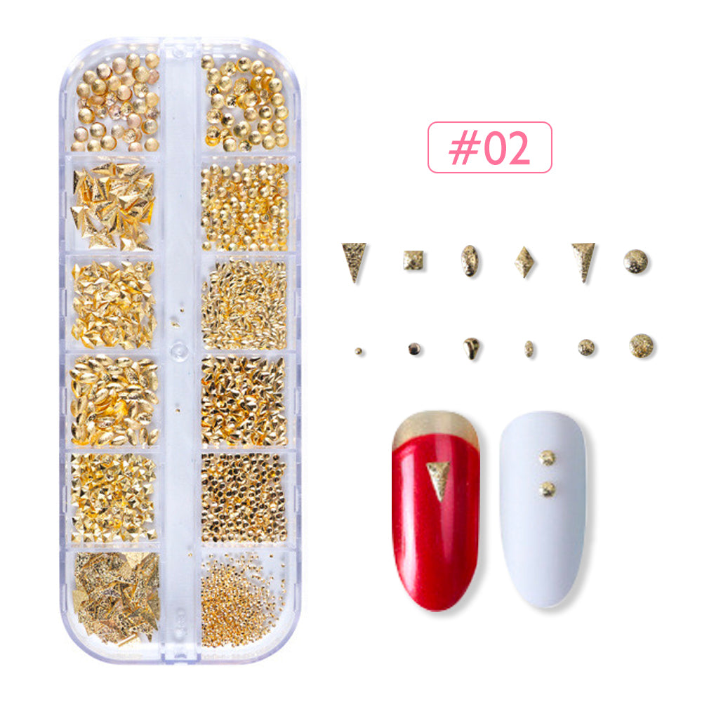 12 Grids Gold Silver Hollow Nail Art Decorations