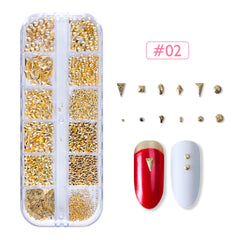 12 Grids Gold Silver Hollow Nail Art Decorations