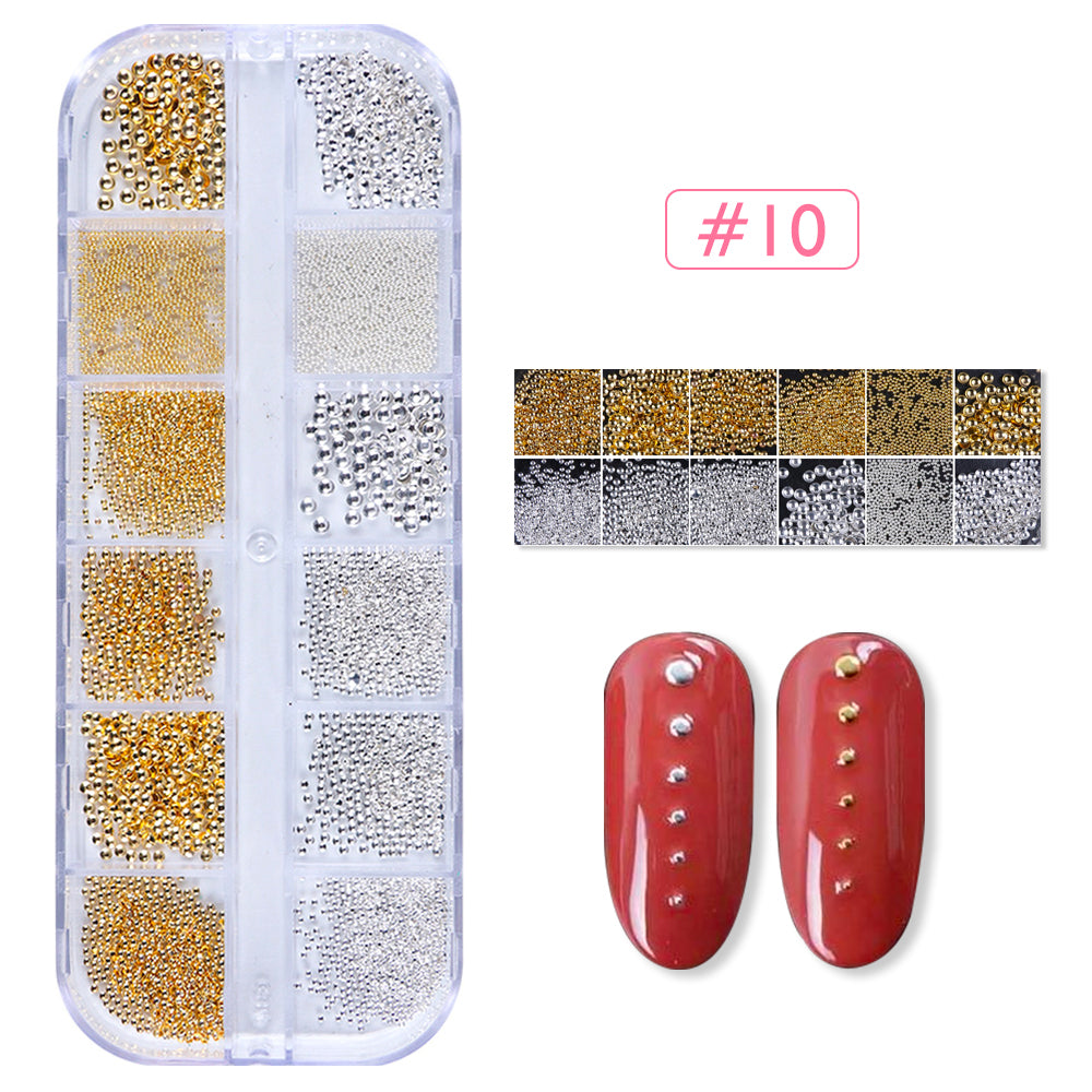 12 Grids Gold Silver Hollow Nail Art Decorations