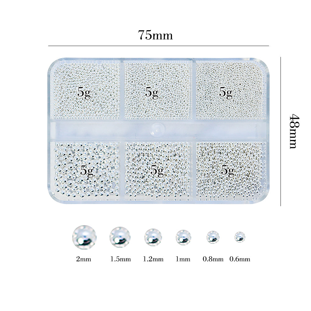 Metallic Caviar Beads - Silver (6 Grids/Box）