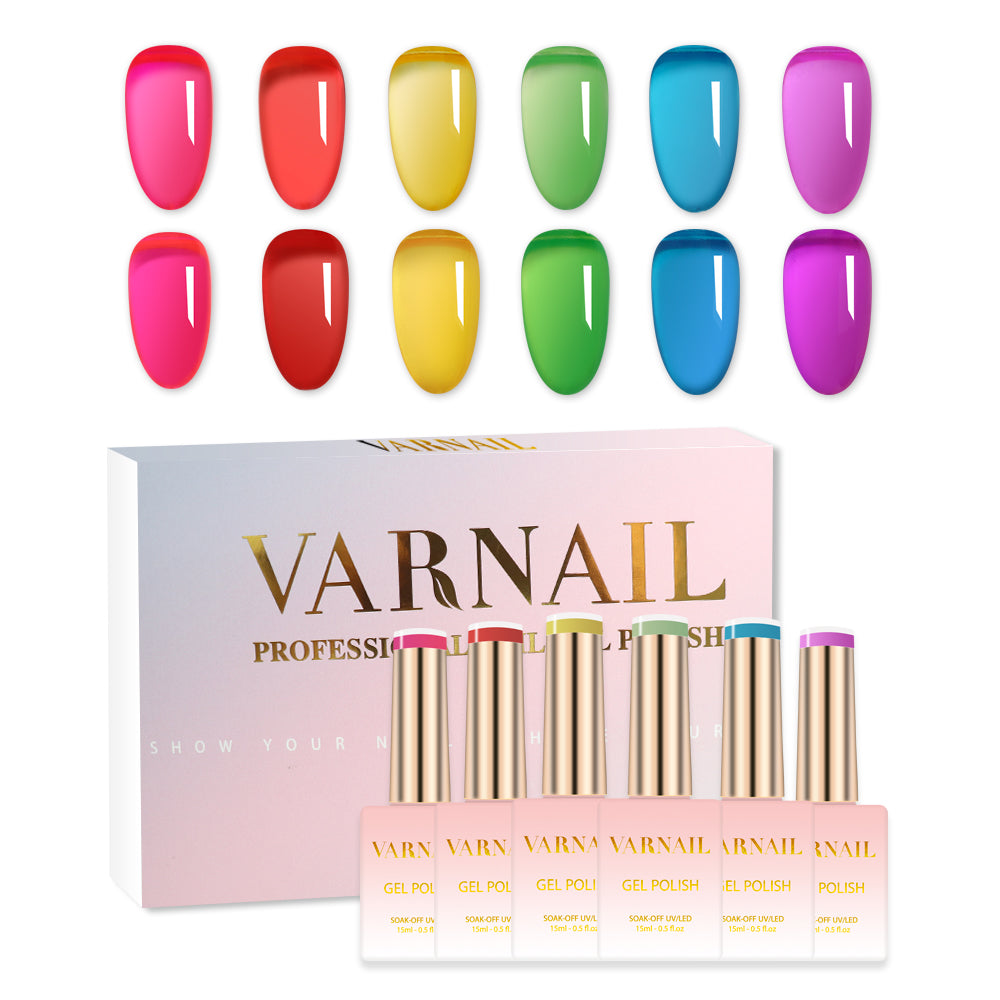 6 Colors Jelly Gel Polish Set - S11 Rainbow Candy