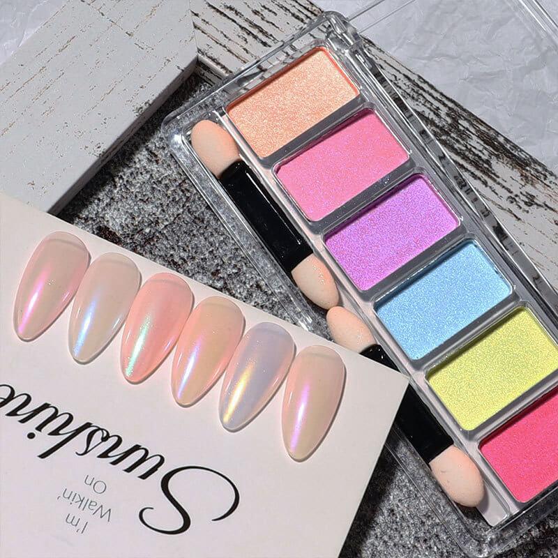 6 Colors Solid Nail Mirror Powder Palette VN1017